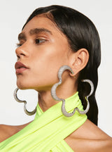 Mini Christina Hoops Earrings in Silver Crystal