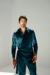 Ciro Shirt Aqua Blue Light Satin