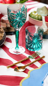 THE STARS CRYSTAL WINE GOBLET GREEN SET OF 4