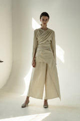 Criss Cross Linen Kimono Suit