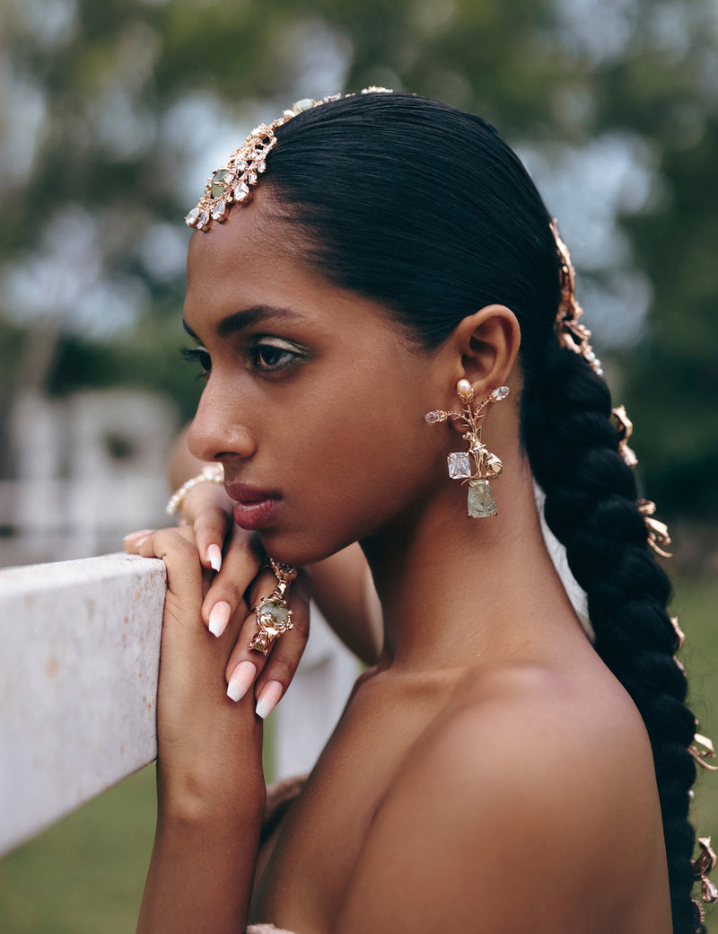 La Leopard Imperial Earrings in Prehnite