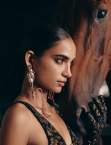 Temptress Leopard Statement Earrings in Wild- horse Jasper