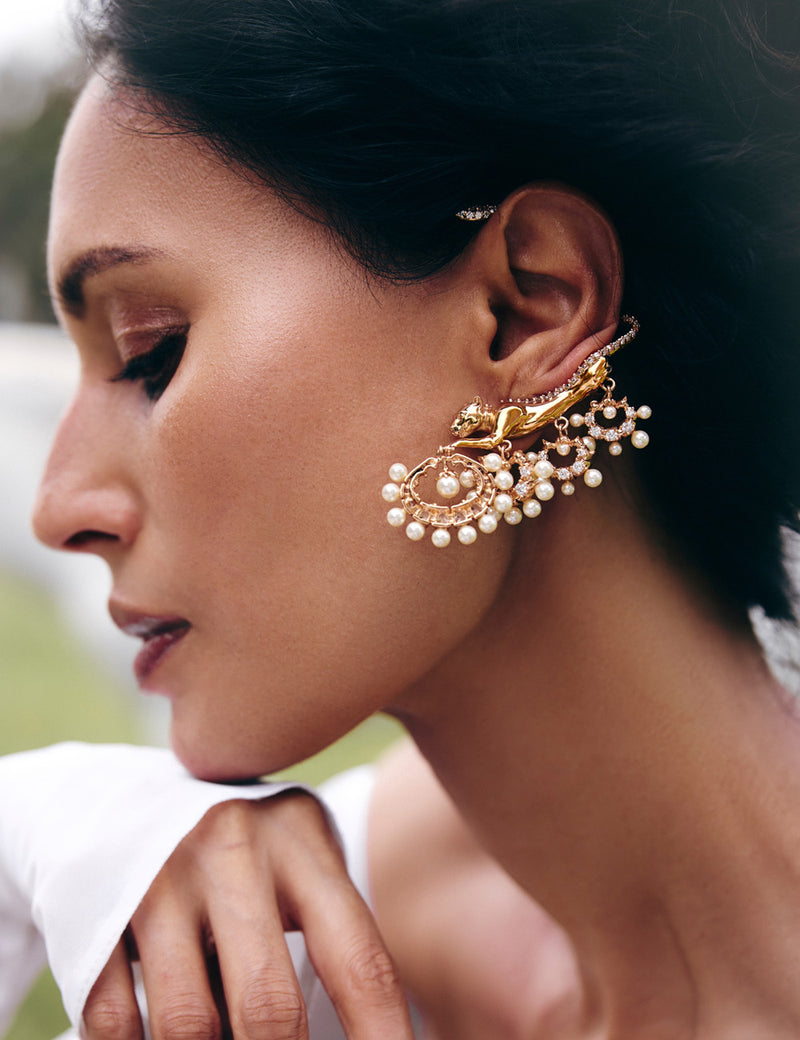 Wild Majestic Pearl Veil Earcuffs