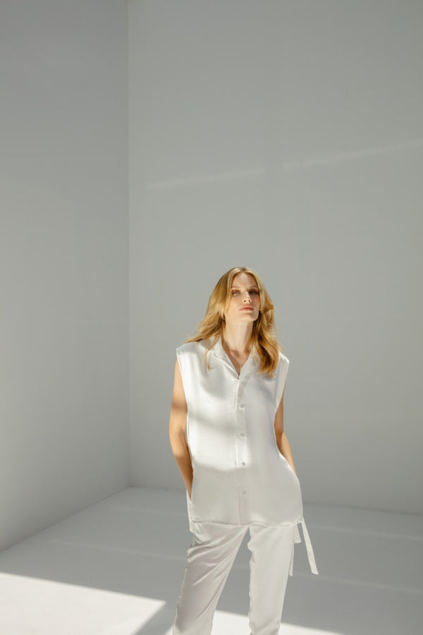 Aura Shirt White Light Satin