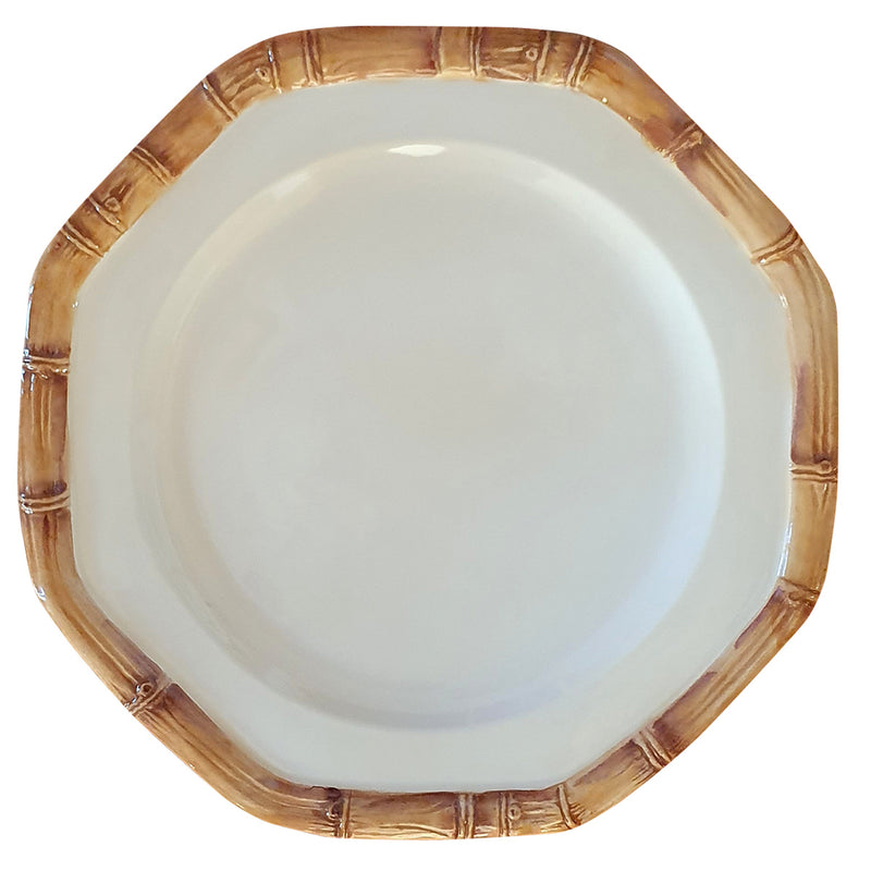 BAMBOO CERAMIC SALAD PLATE BROWN