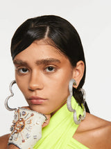 Mini Christina Hoops Earrings in Silver Crystal