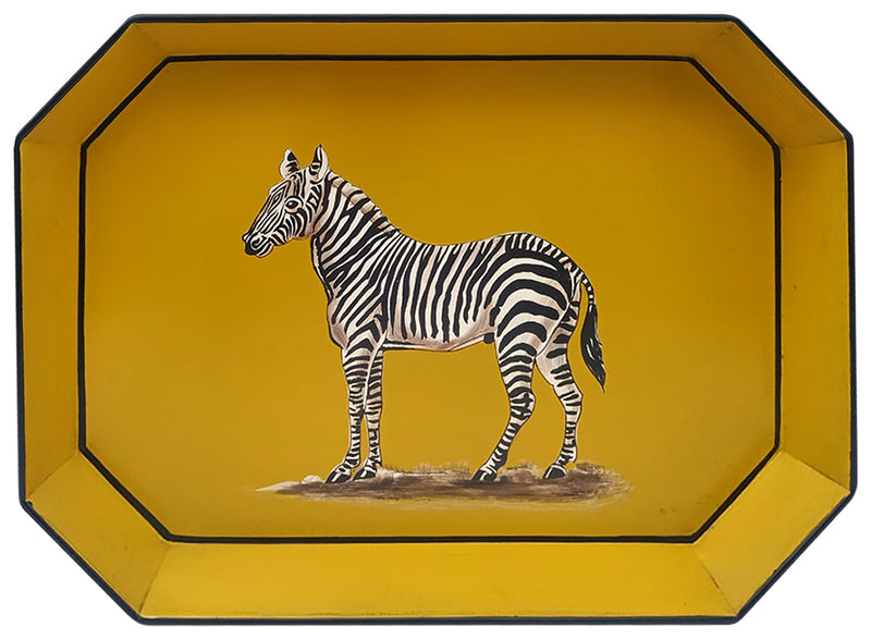 FLORA HAND PAINTED IRON TRAY ZEBRA YELLOW