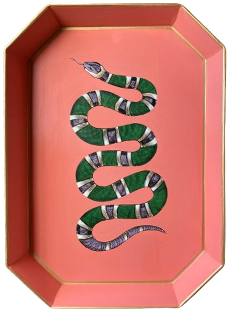 HAND-PAINTED IRON TRAY-SNAKE