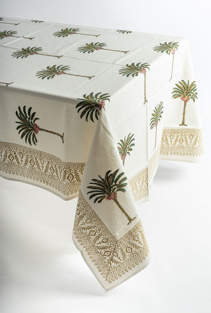 HANDPRINTED COTTON TABLECLOTH