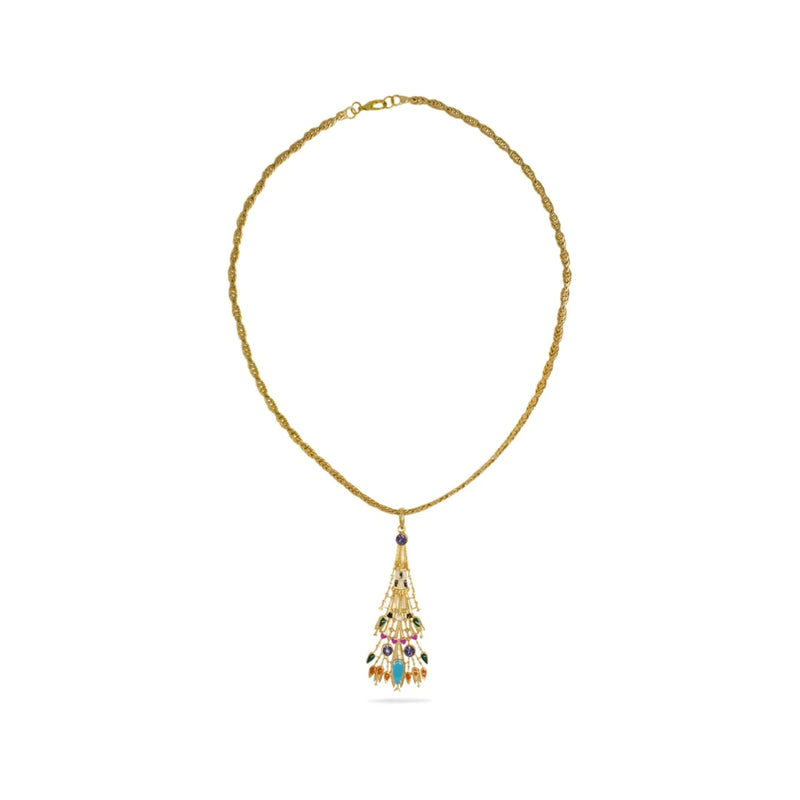 Valliyan Blue Long Egyptian Pendant Necklace