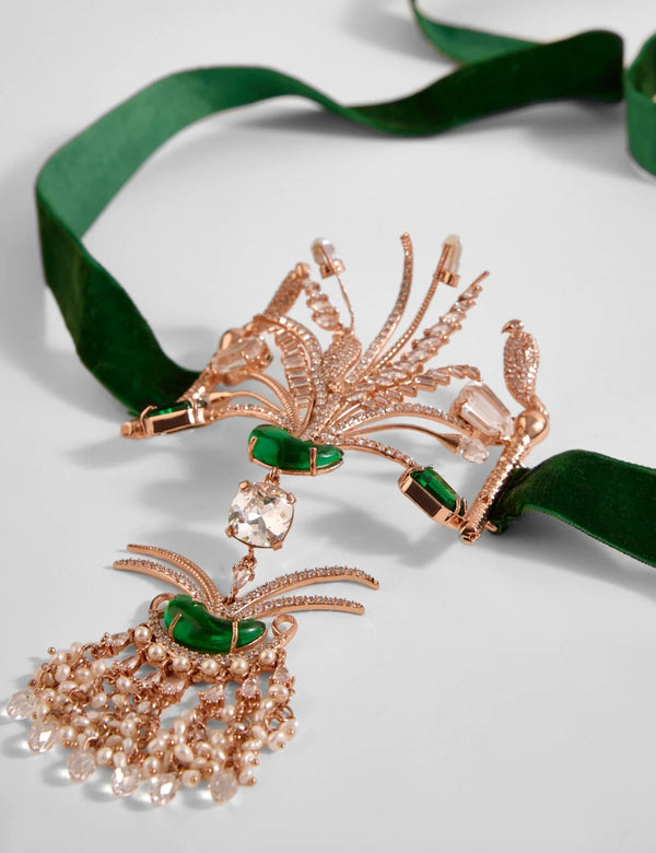 Le Palm Fish Velvet Necklace Jade Green