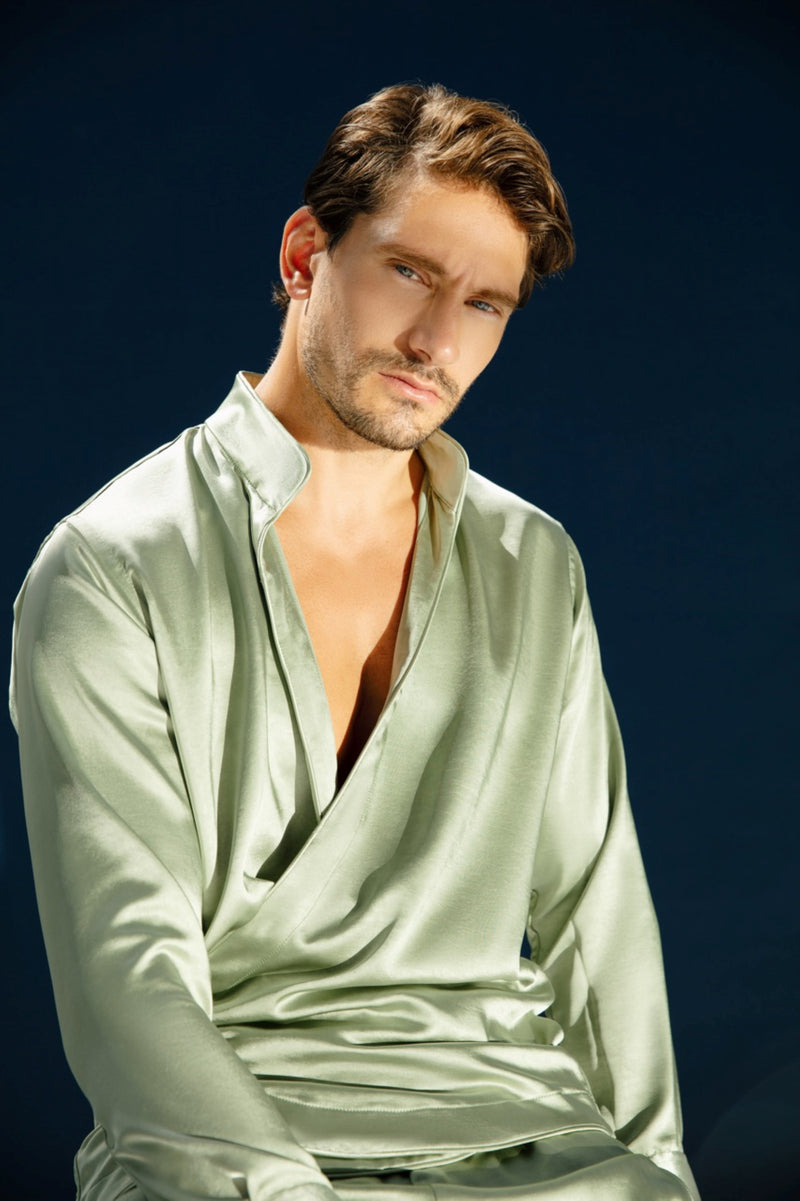 Ciro Shirt in Basil Light Satin