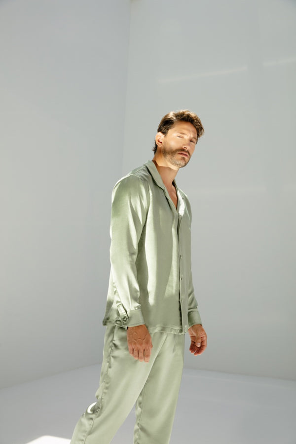 Lunae Shirt in Basil Light Satin