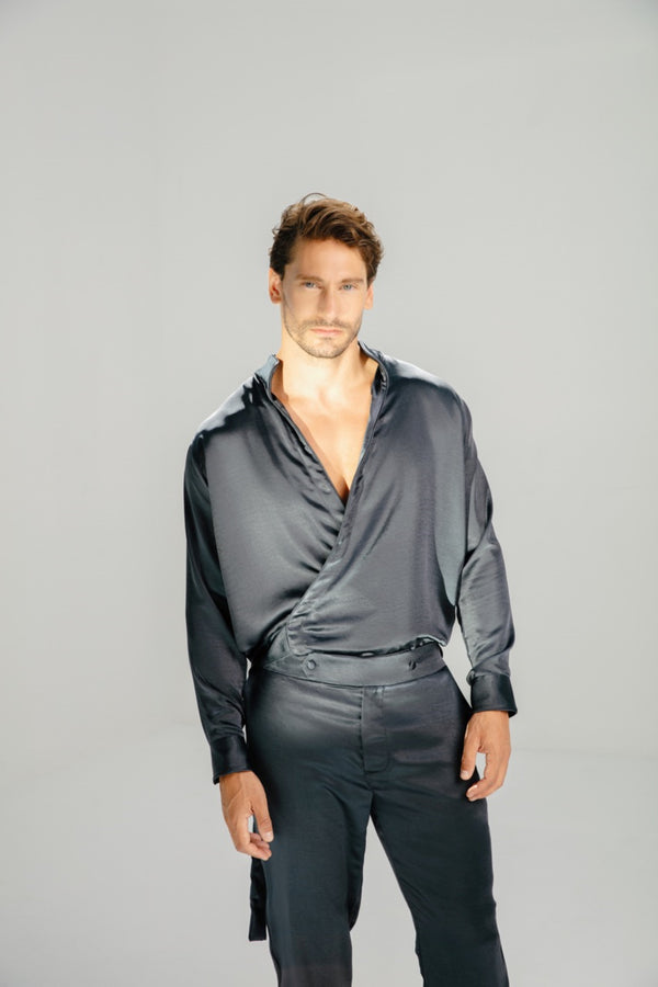 Ciro shirt Midnight Blue Light Satin
