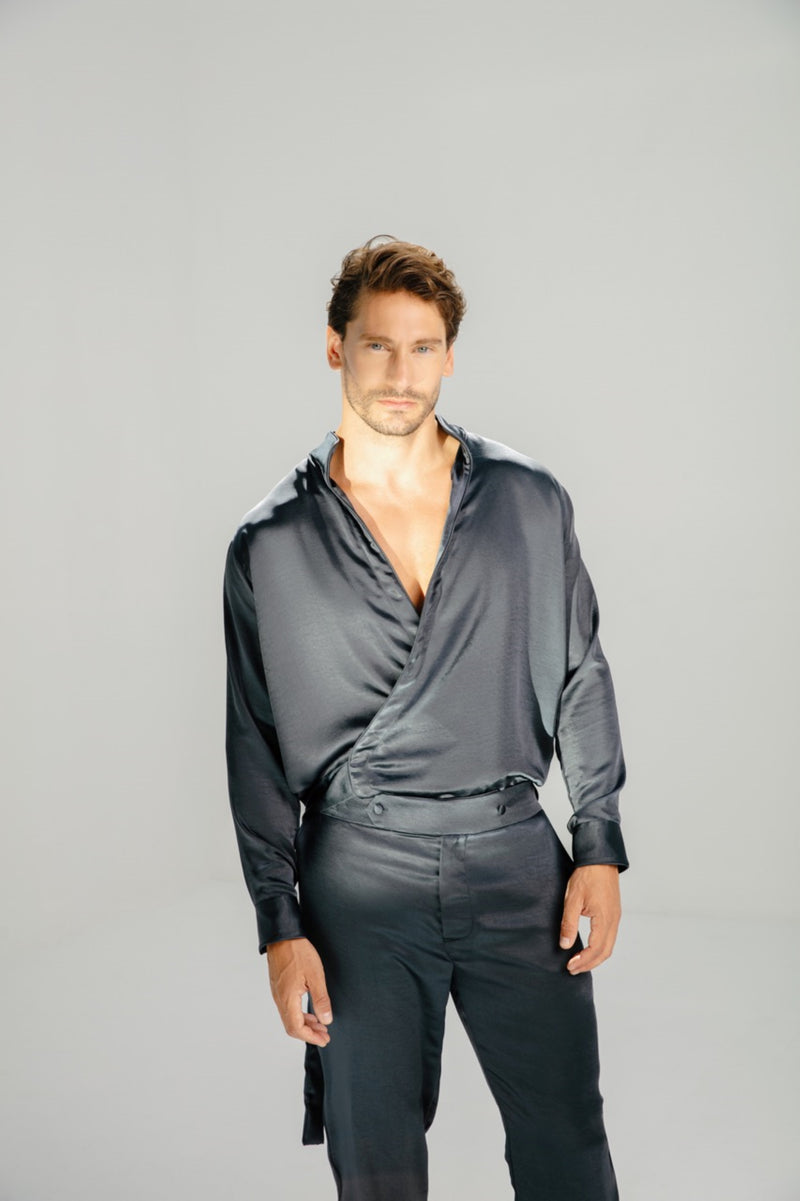 Ciro shirt Midnight Blue Light Satin