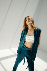 Basil blazer Aqua Blue Light Satin