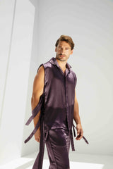 Aura Shirt in Plum Light Satin