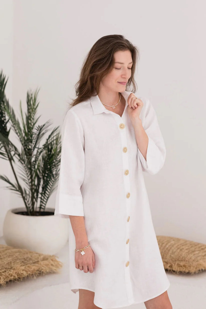 Nadine White Shirt Dress