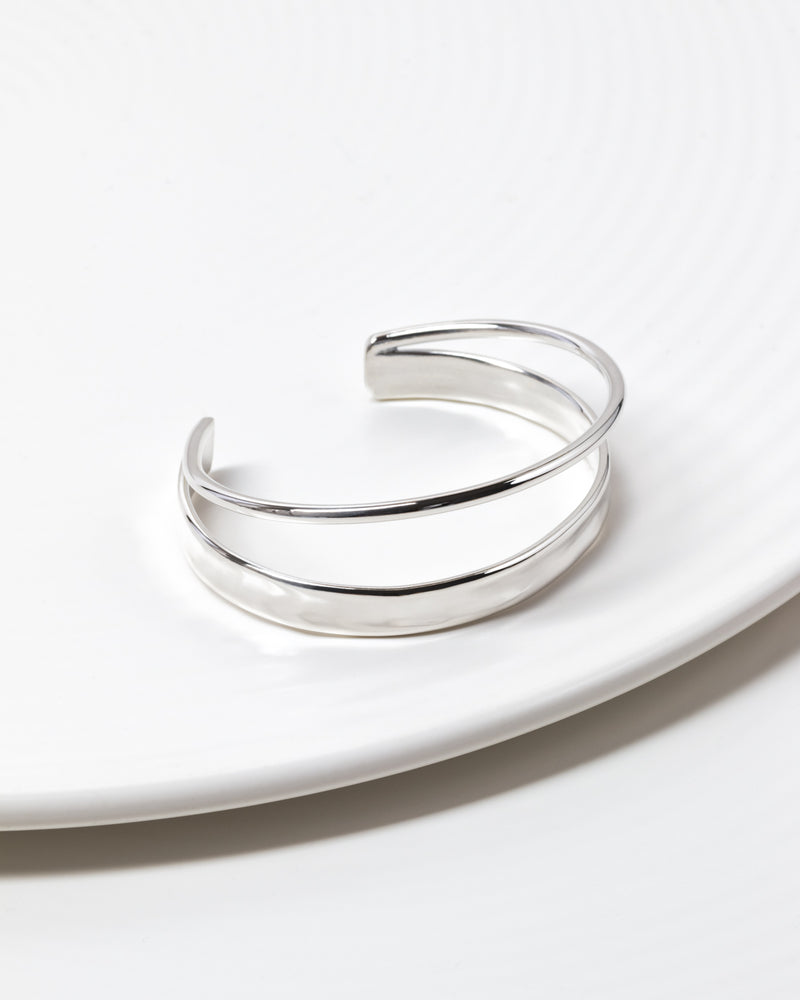 Ava Double Bangle Silver