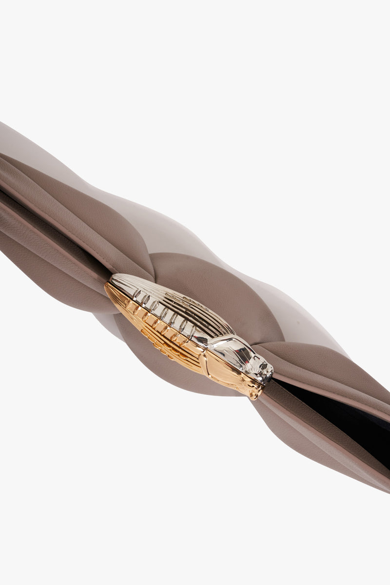 The Koko Runway Elongé Klutch In Taupe Grey