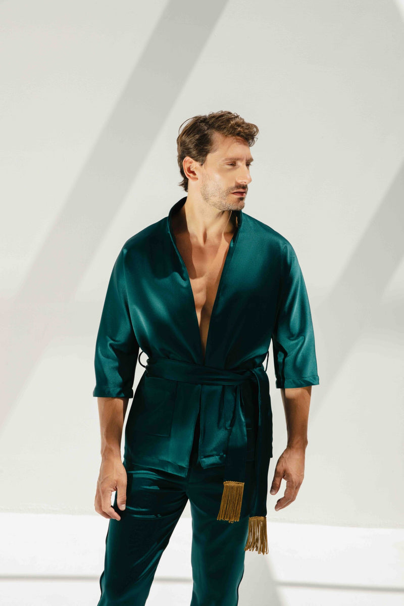 Pants in Emerald Satin