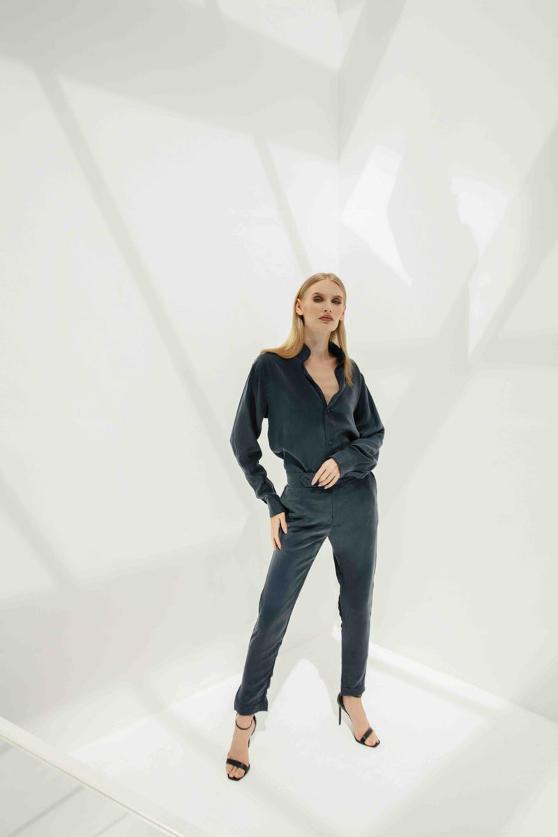 Caro Shirt in Midnight Black Cupro