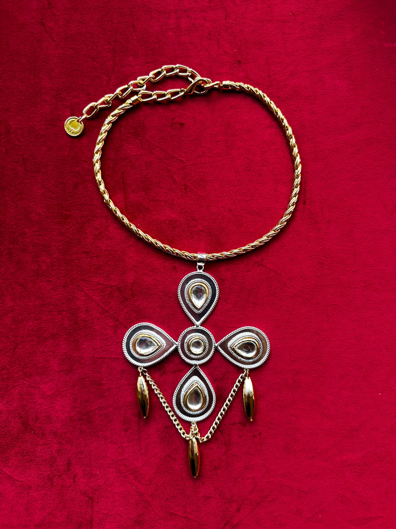 Polki Flower Drop Necklace