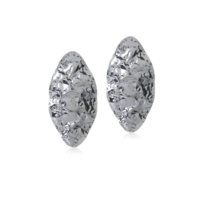 Beaten Oval Earring Silver
