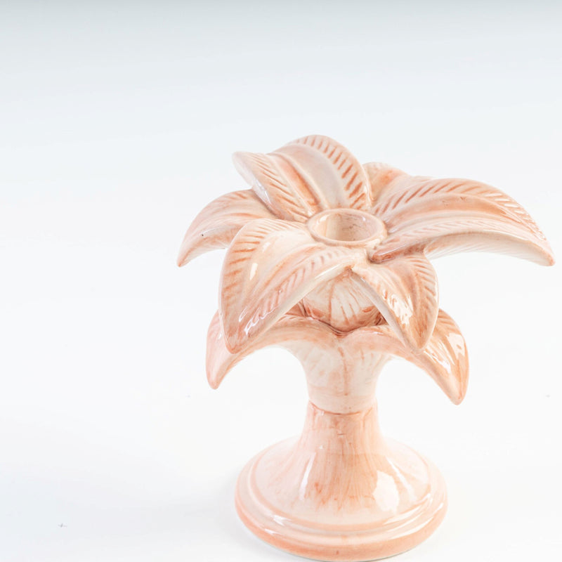 Ceramic Palm Candle Holder in Pink