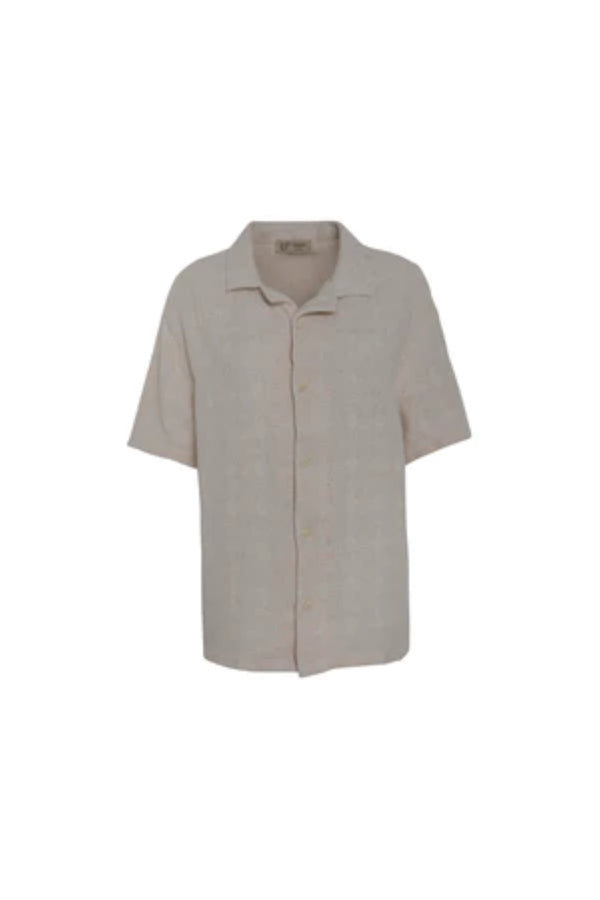 Notched Collared Texture Shirt