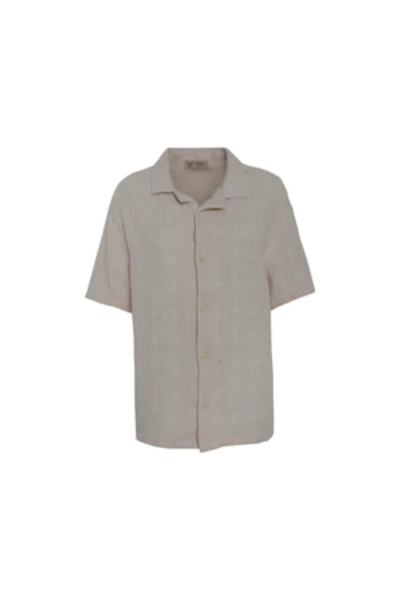 Notched Collared Texture Shirt