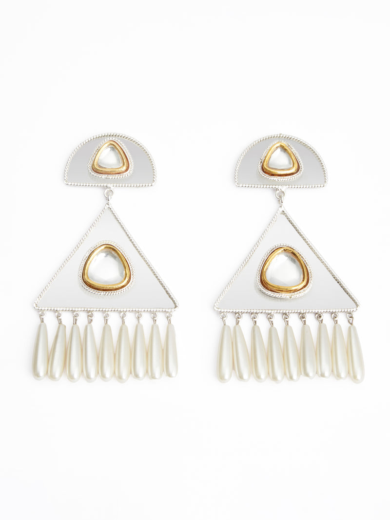 Polki Tribal Chandelier Earring Siver