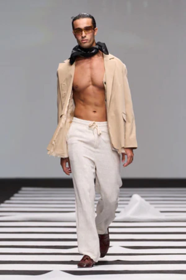 Textured Trouser with Waist Tie