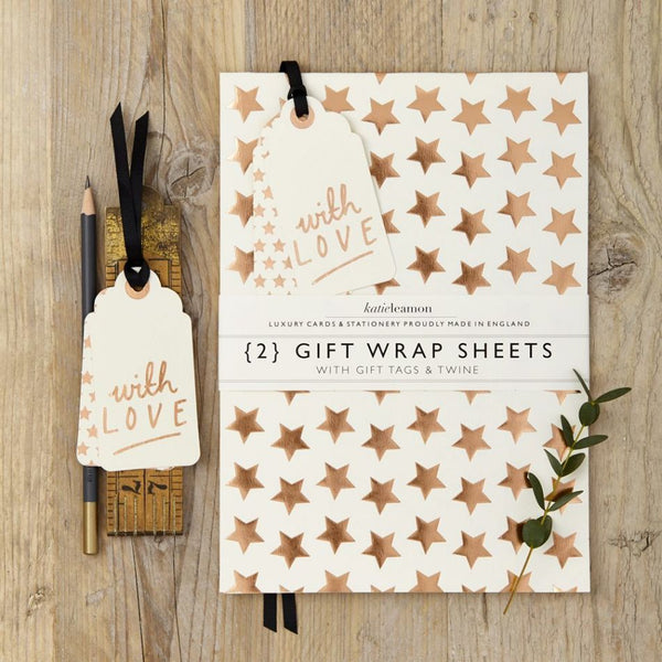 Copper Foil Star Gift Wrap Set