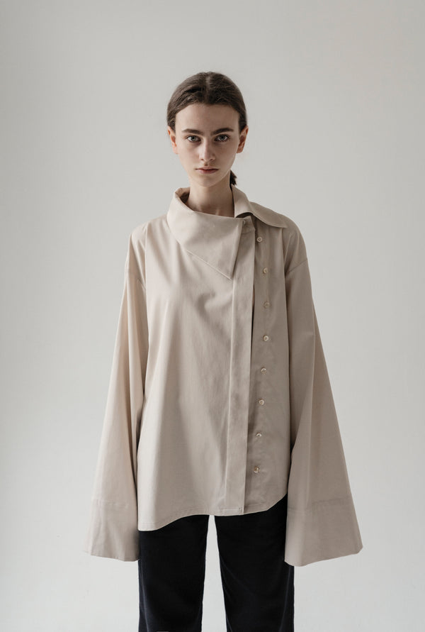 Champagne Silky Deconstructed Oversize Shirt